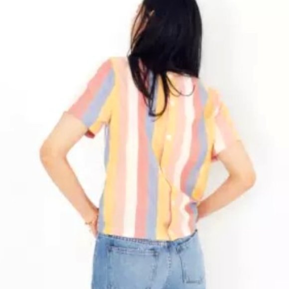 Madewell Button-Back Tie Tee in Sherbet Stripe - Picture 2 of 7
